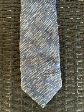 Vintage SuperSmart Blue Abstract Striped Silk Necktie Geometric Designer Classic